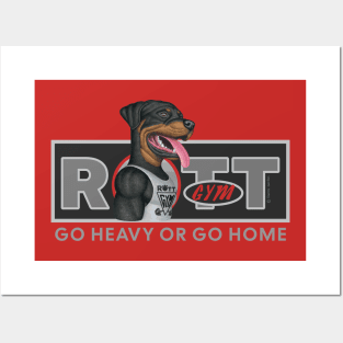 Fun Rottweiler going to Rott Gym in black rectangle Posters and Art